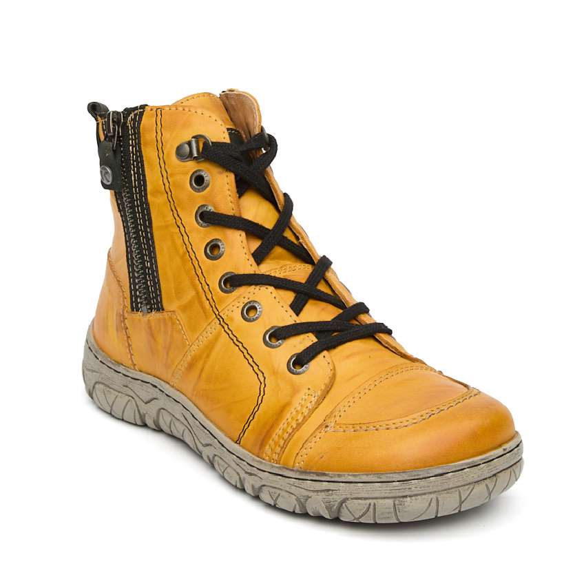 3201-6-4 Ботинки жен.кожа-байка желтый